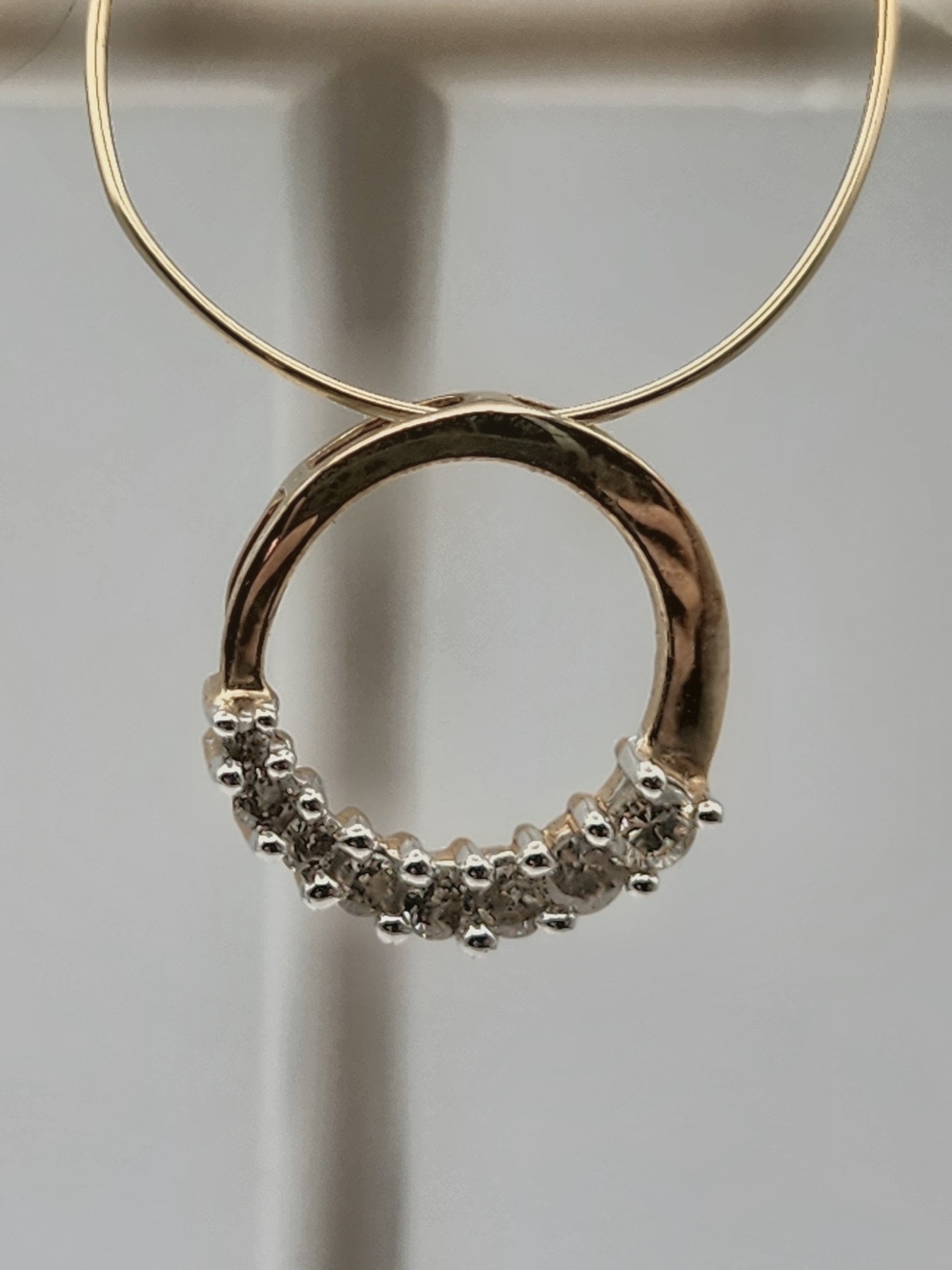 10K Yellow Gold Diamond Open Circle Horseshoe Pendant